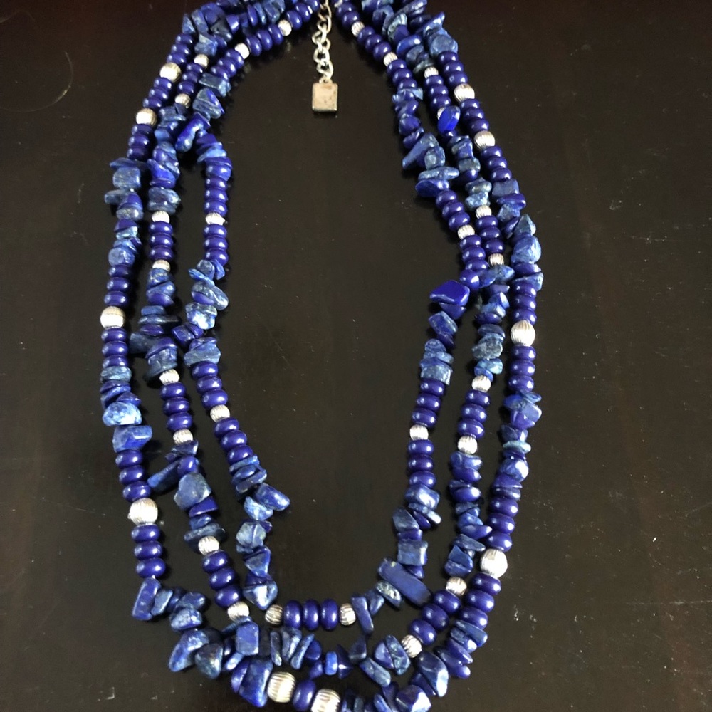 Navy triple strand necklace